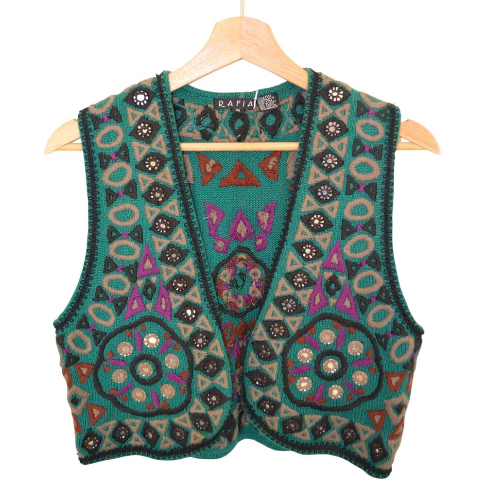 Embellished Vintage Cropped Vest